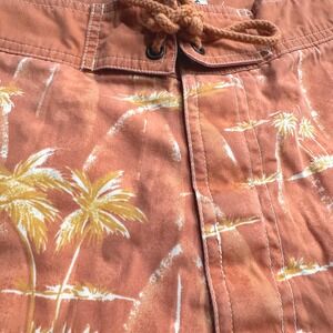VTG American Eagle Board Shorts Palm Tree Print Swim‎ Trunks Orange Size 34